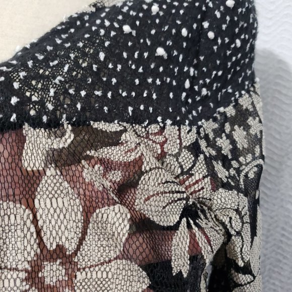 New A'reve Black Lace Cardigan  w/ Fringe Open Cardigan L - Picture 5 of 12